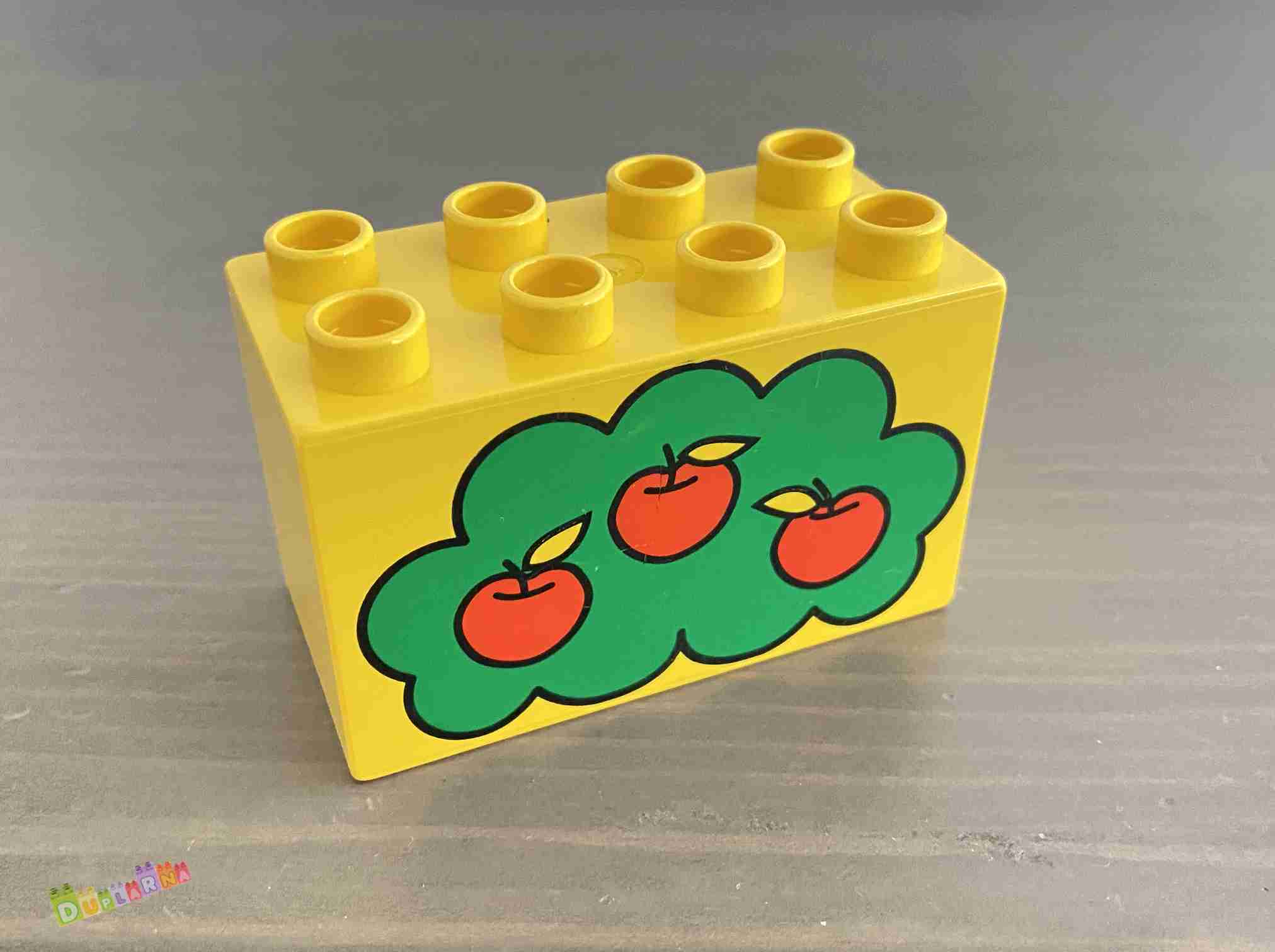 Lego Duplo - Kostka 2x4x2 s potiskem - jabloň/jablka