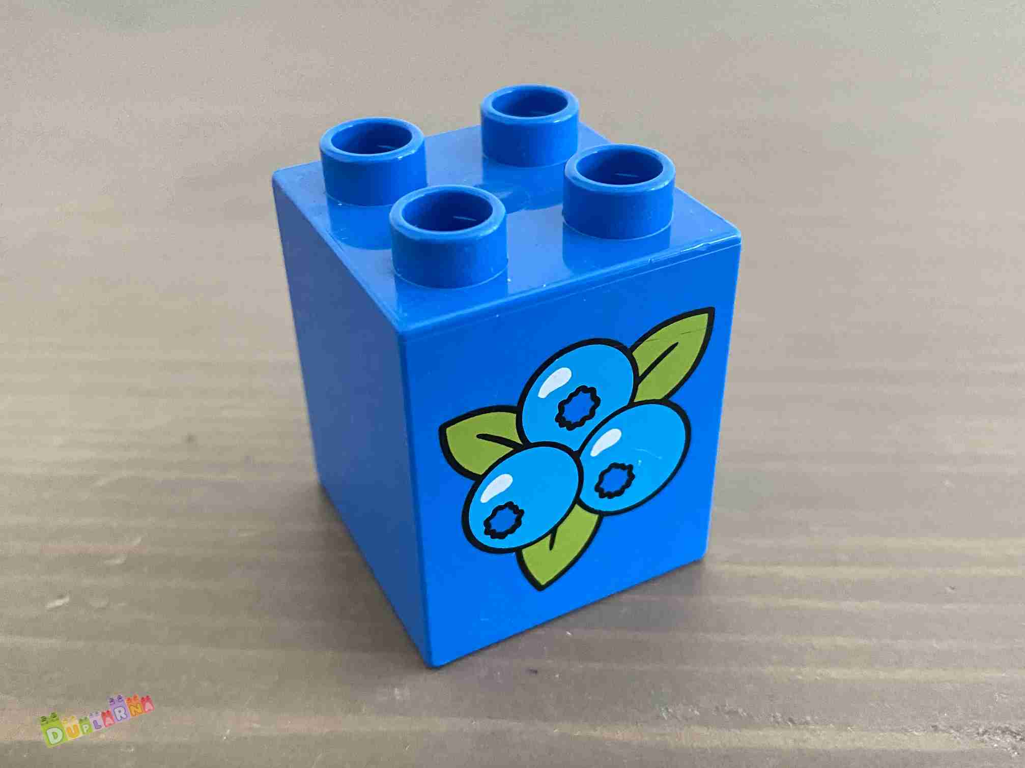 Lego Duplo - Kostka modrá s potiskem - borůvky