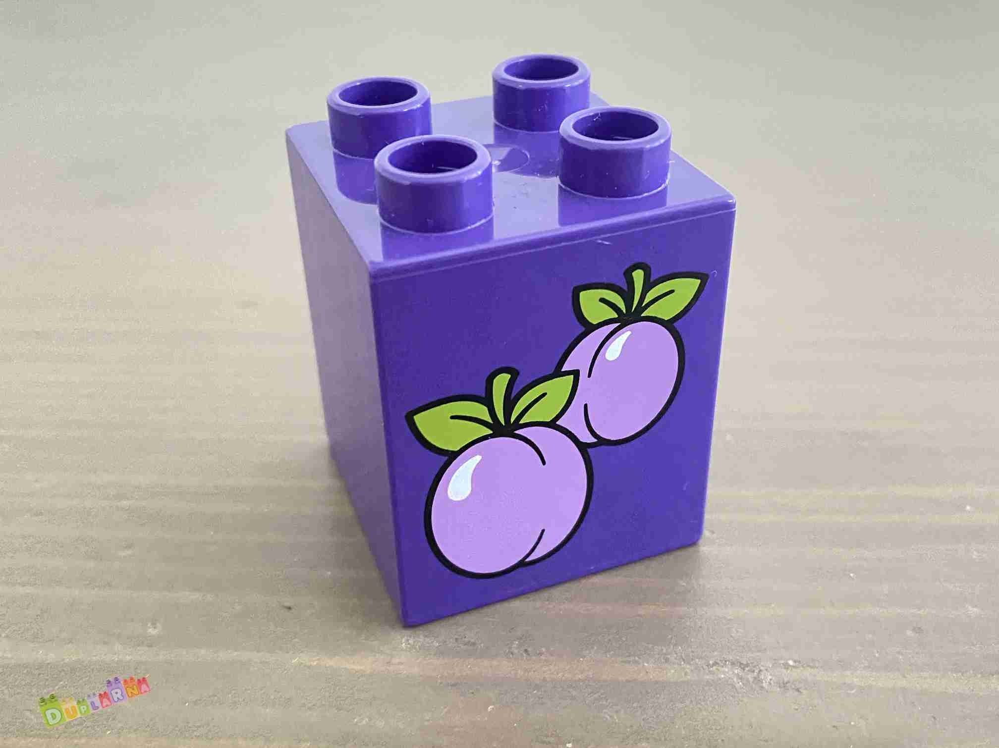 Lego Duplo - Kostka fialová s potiskem - švestky