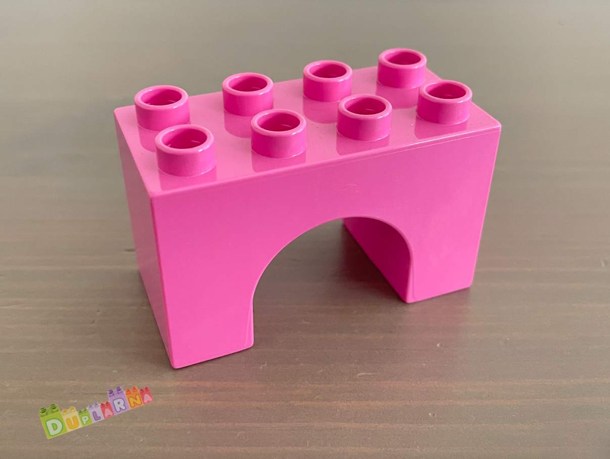 Lego Duplo most - kulatý tmavě růžový / podpěra pod most