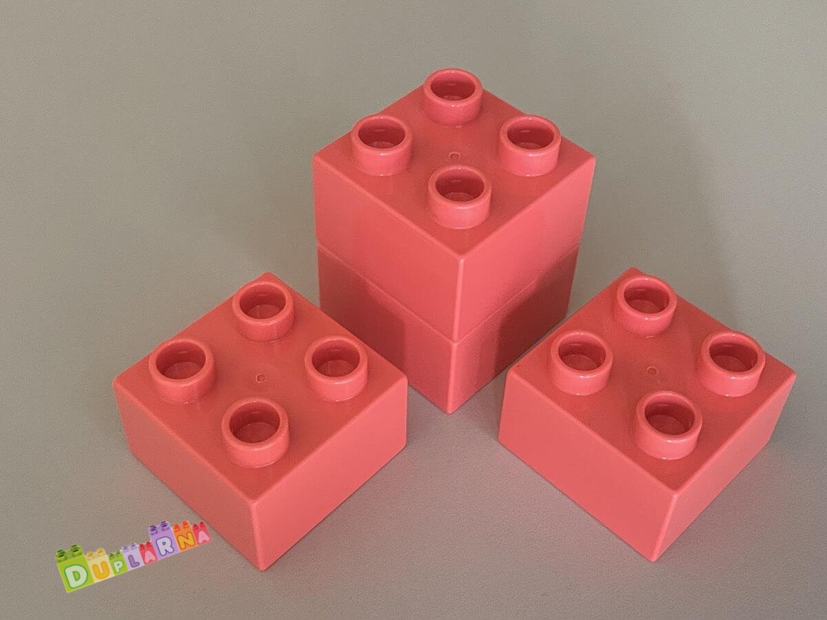 Lego Duplo - Kostka / kostky 2x2 korálová