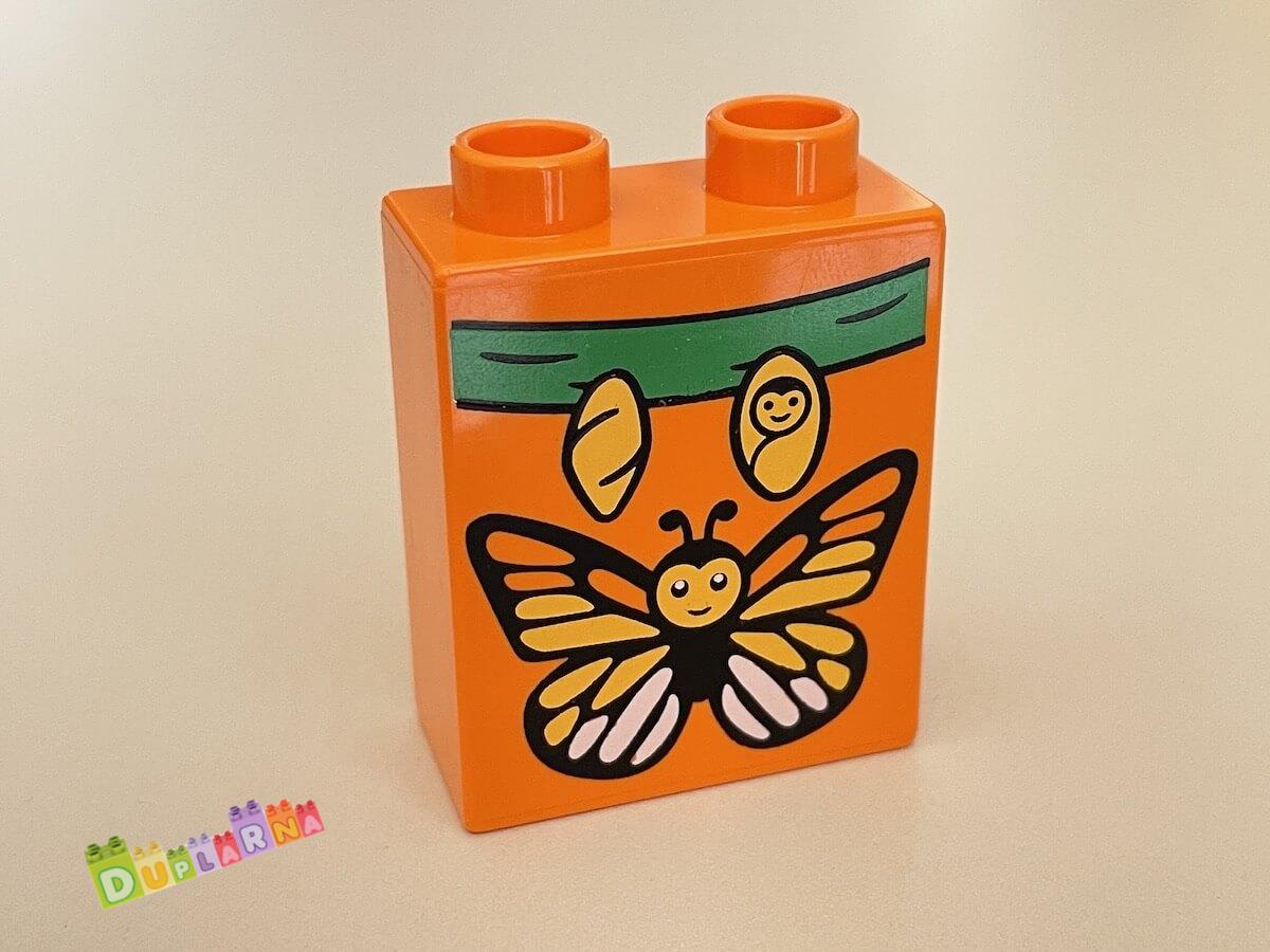 Lego Duplo - Kostka oranžová s potiskem - motýl