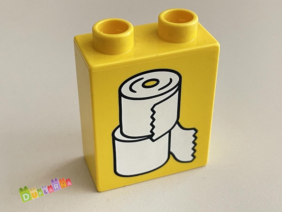 Lego Duplo - Kostka žlutá s potiskem - toaletní papíry