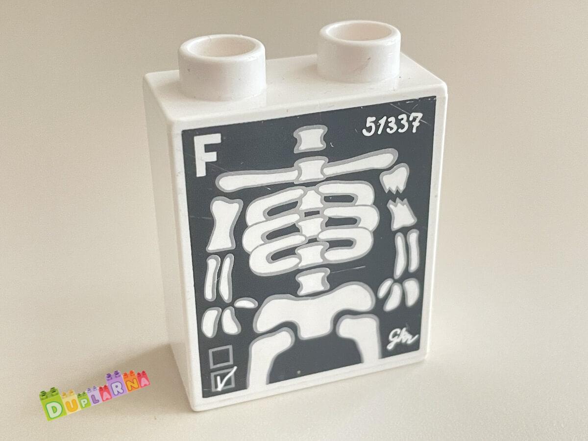 Lego Duplo - Kostka bílá s potiskem - rentgen, kosti