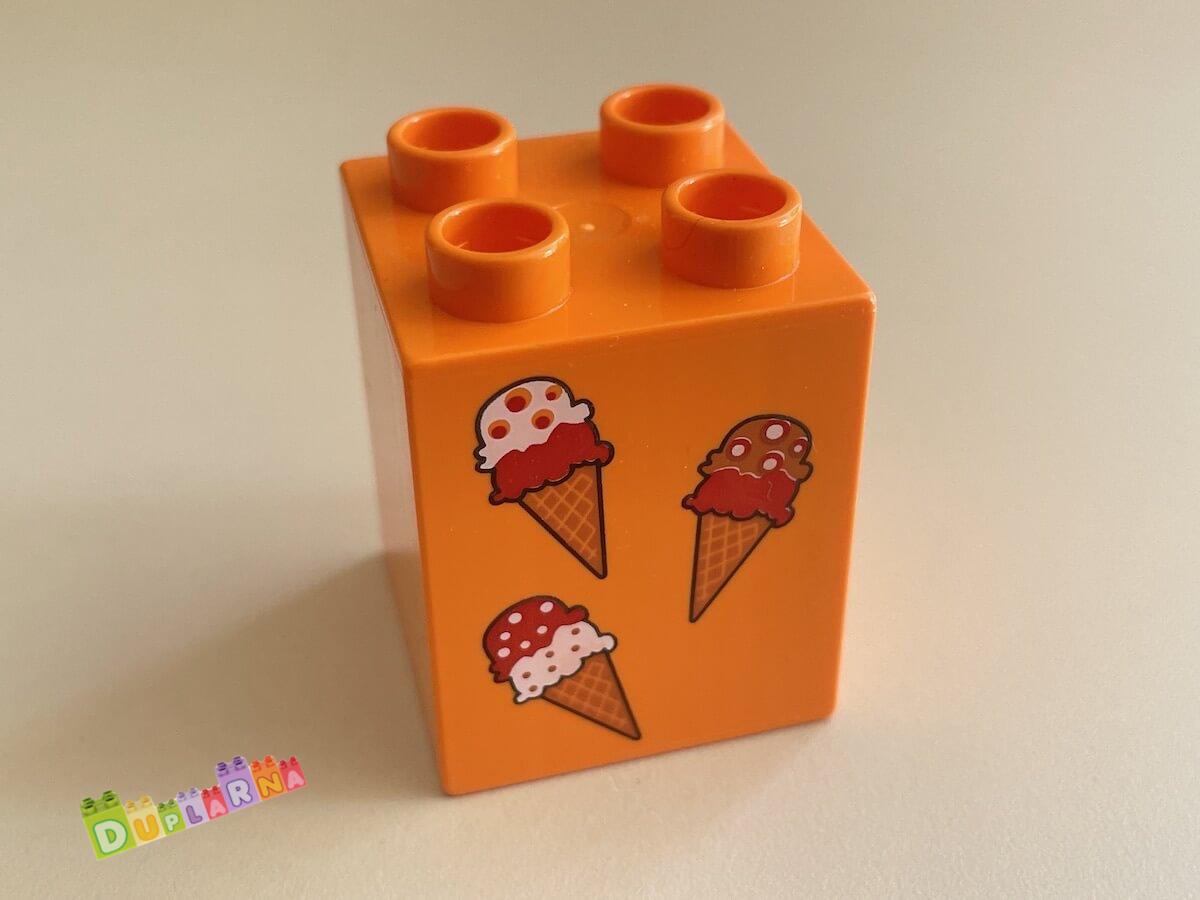 Lego Duplo - Kostka oranžová s potiskem - zmrzlina
