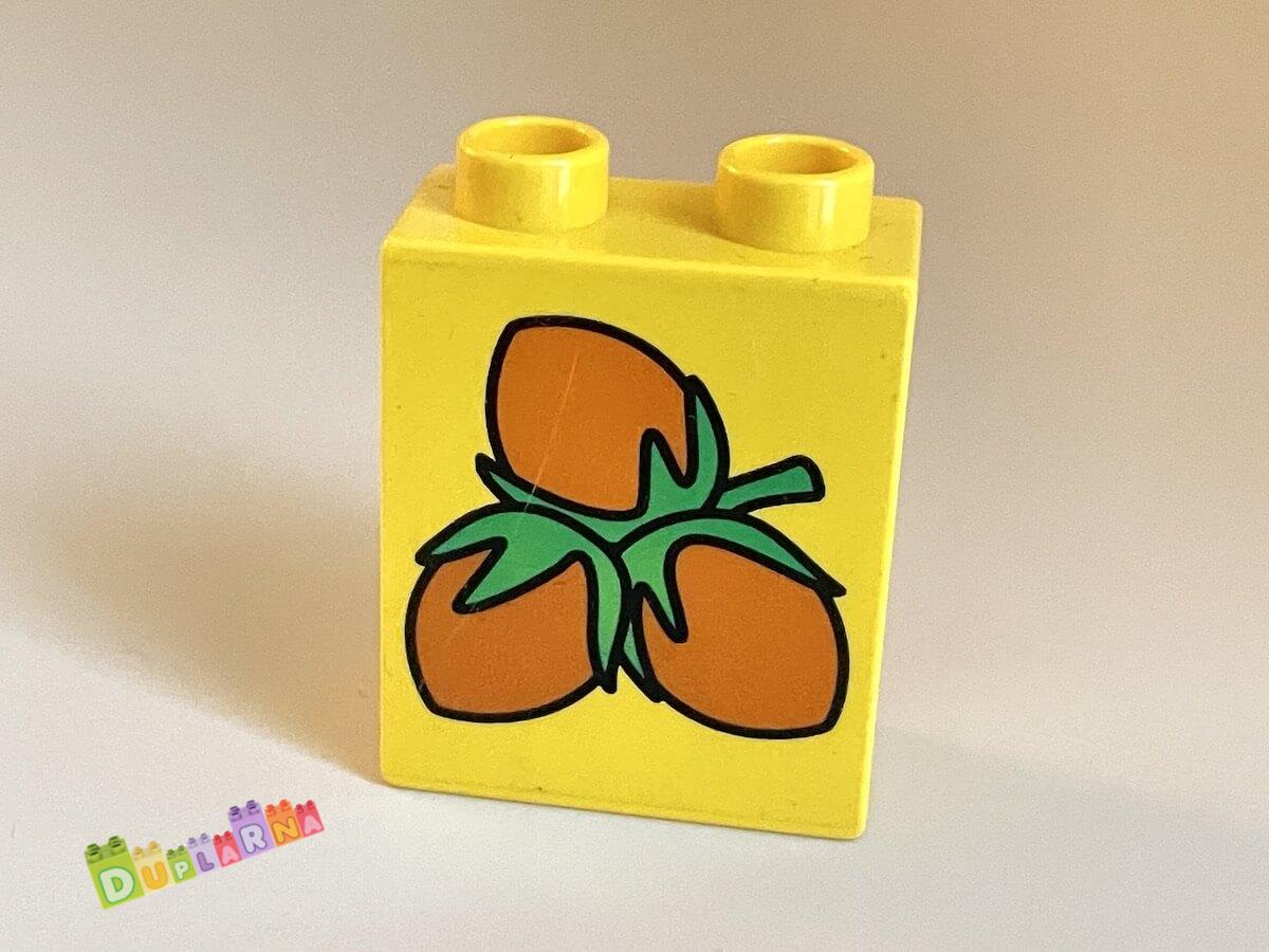 Lego Duplo - Kostka žlutá s potiskem - lískové oříšky