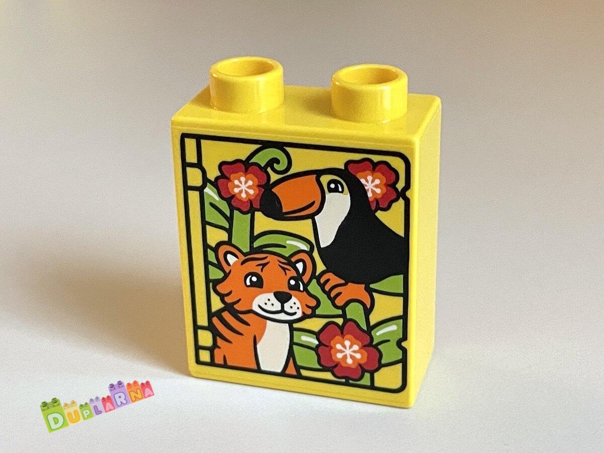 Lego Duplo - Kostka žlutá s potiskem - tygr a tukan