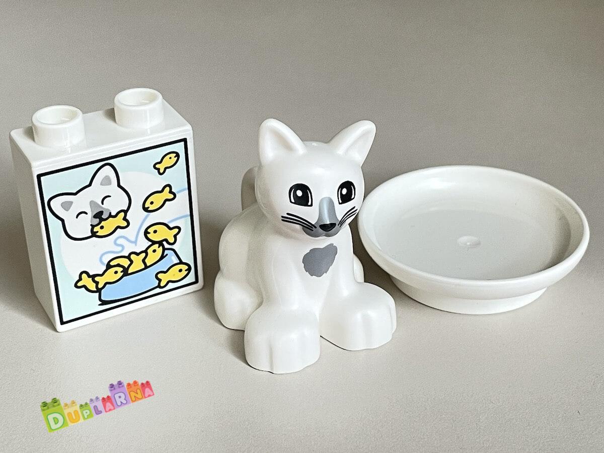 Lego Duplo Kočka - Kočička bílá s miskou