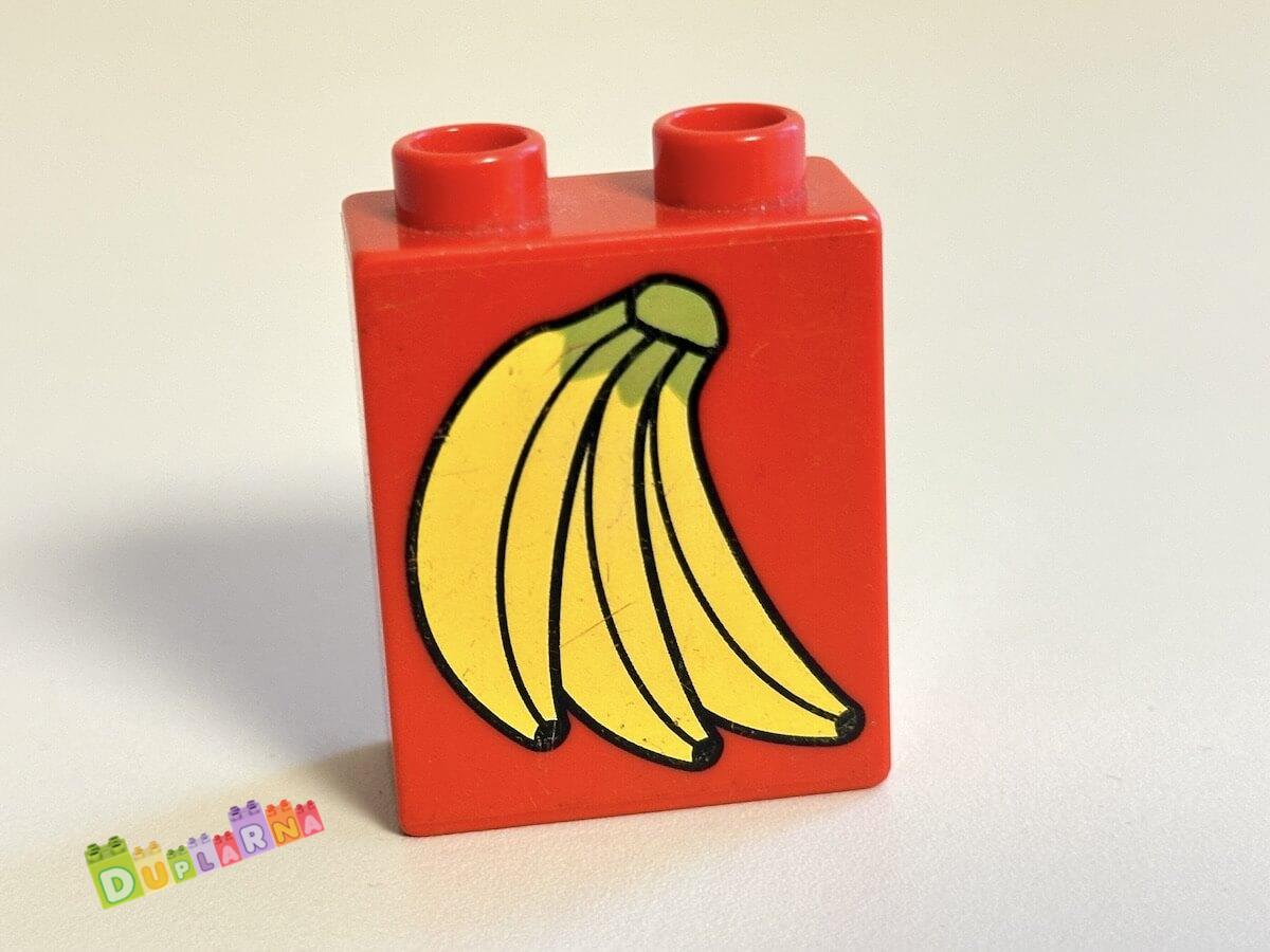 Lego Duplo - Kostka červená s potiskem - banán