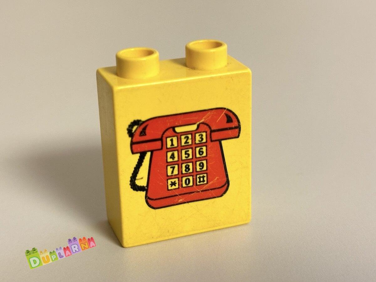 Lego Duplo - Kostka žlutá s potiskem - telefon