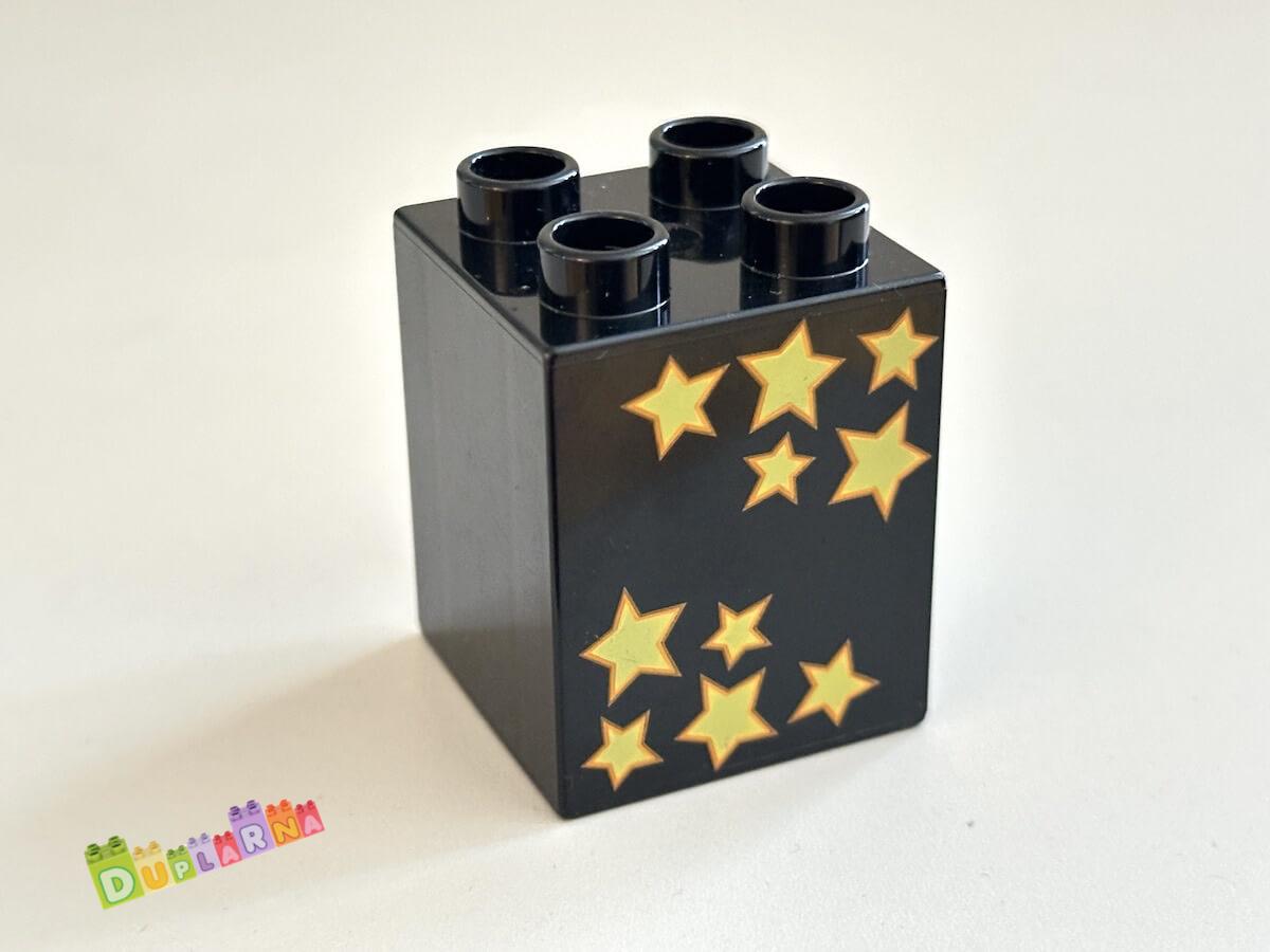 Lego Duplo - Kostka černá s potiskem - hvězdičky