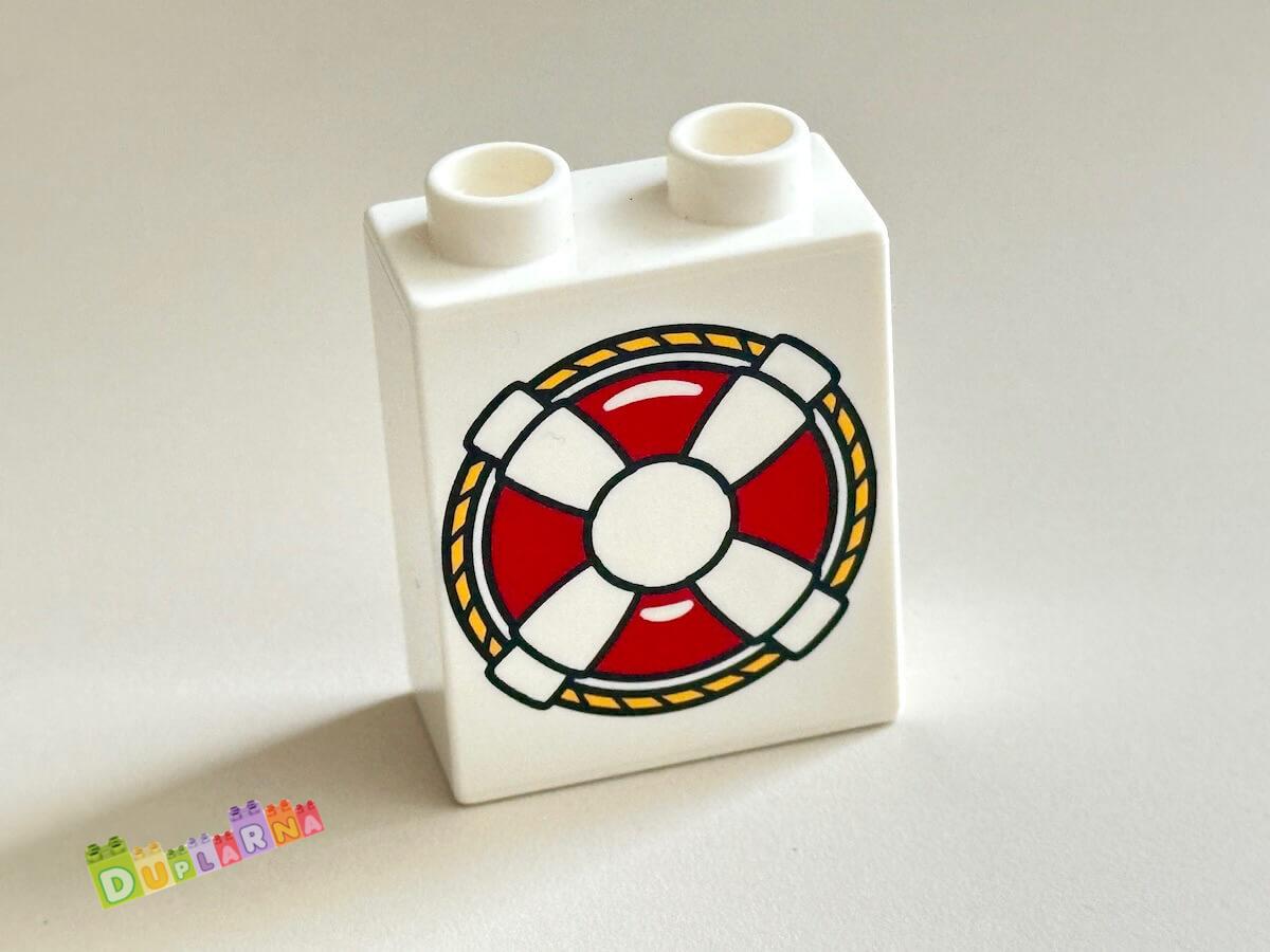 Lego Duplo - Kostka bílá s potiskem - záchranný kruh
