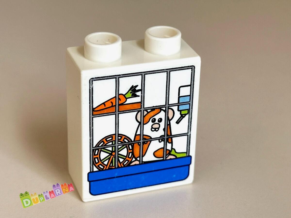 Lego Duplo - Kostka bílá s potiskem - křeček v kleci