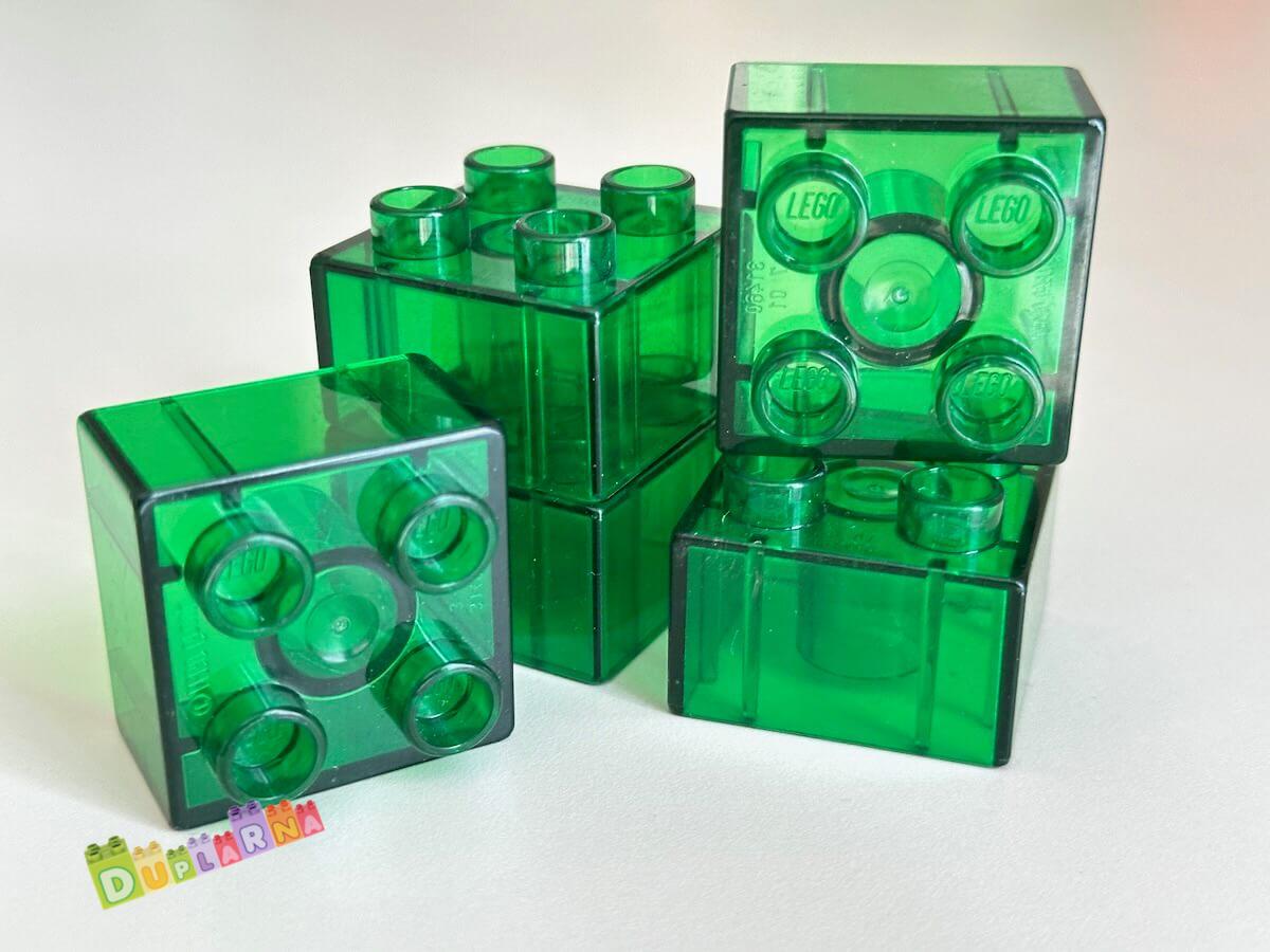 Lego Duplo - Kostka průhledná tmavě zelená 2x2