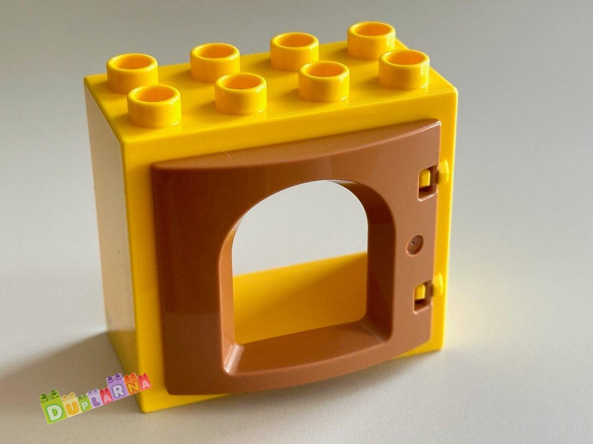 Lego Duplo okno žluté s hnědou okenicí