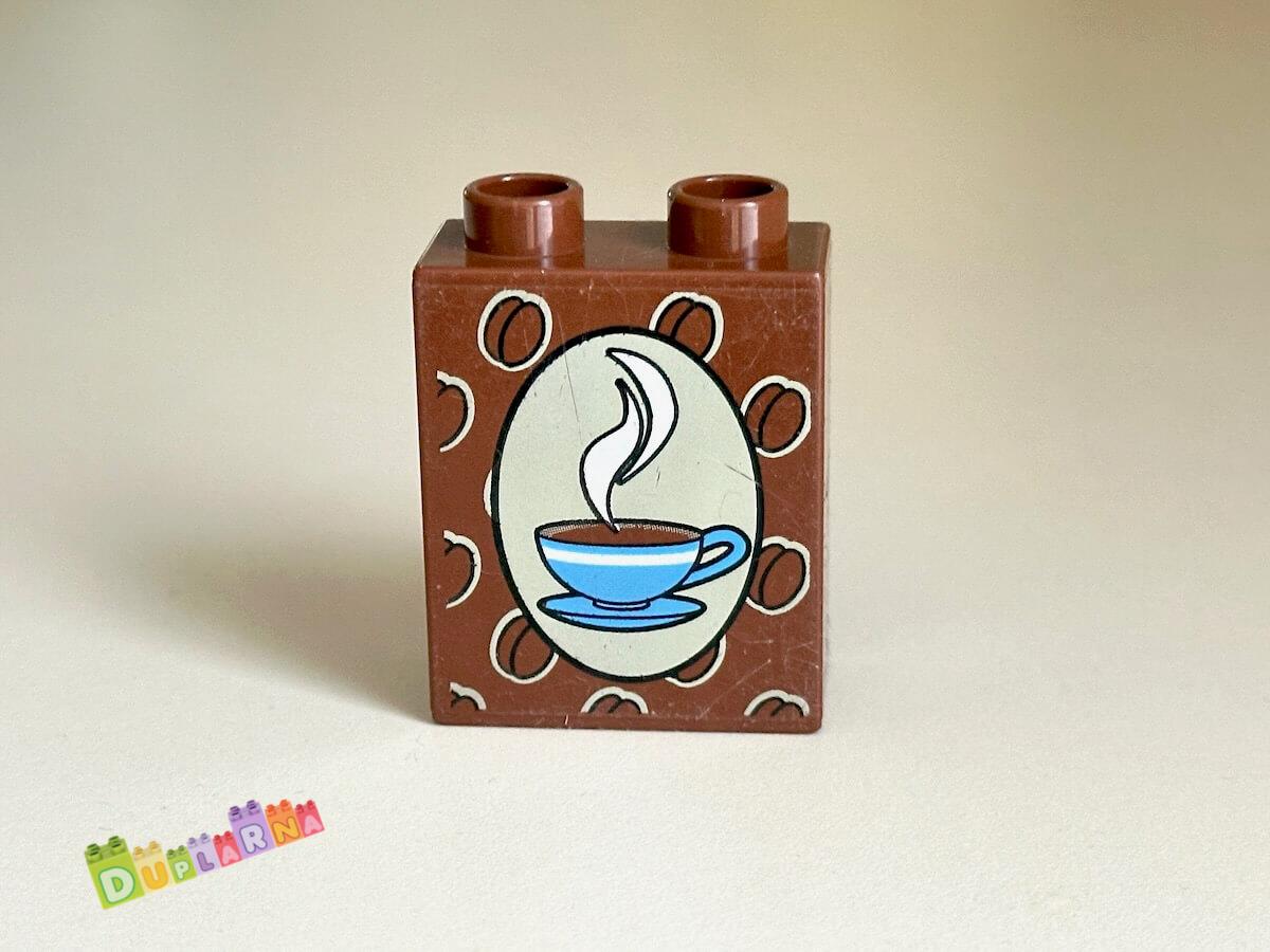 Lego Duplo - Kostka hnědá s potiskem - káva