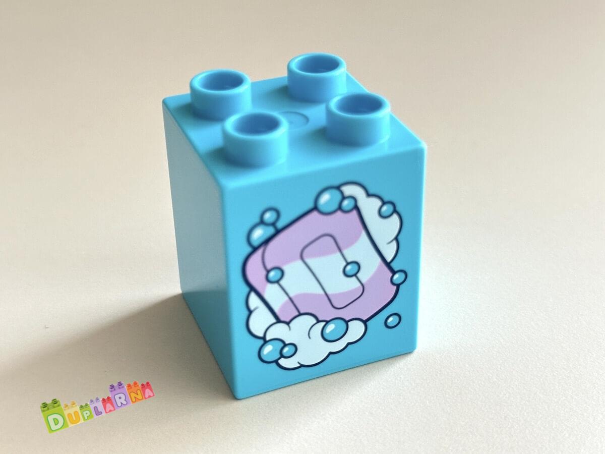 Lego Duplo - Kostka tyrkysová s potiskem - toaletní papíry + mýdlo