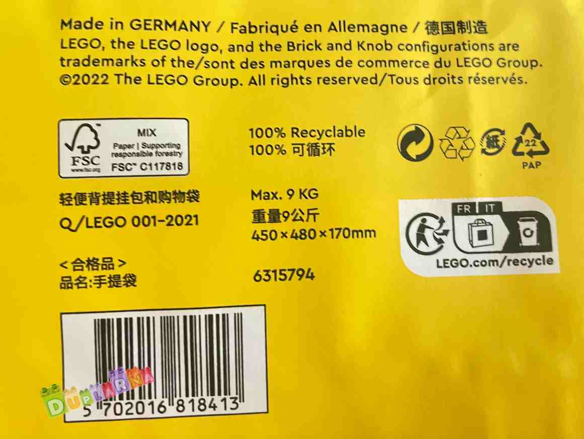 Taška Lego - vel.L - 45 x 48 x 17 cm