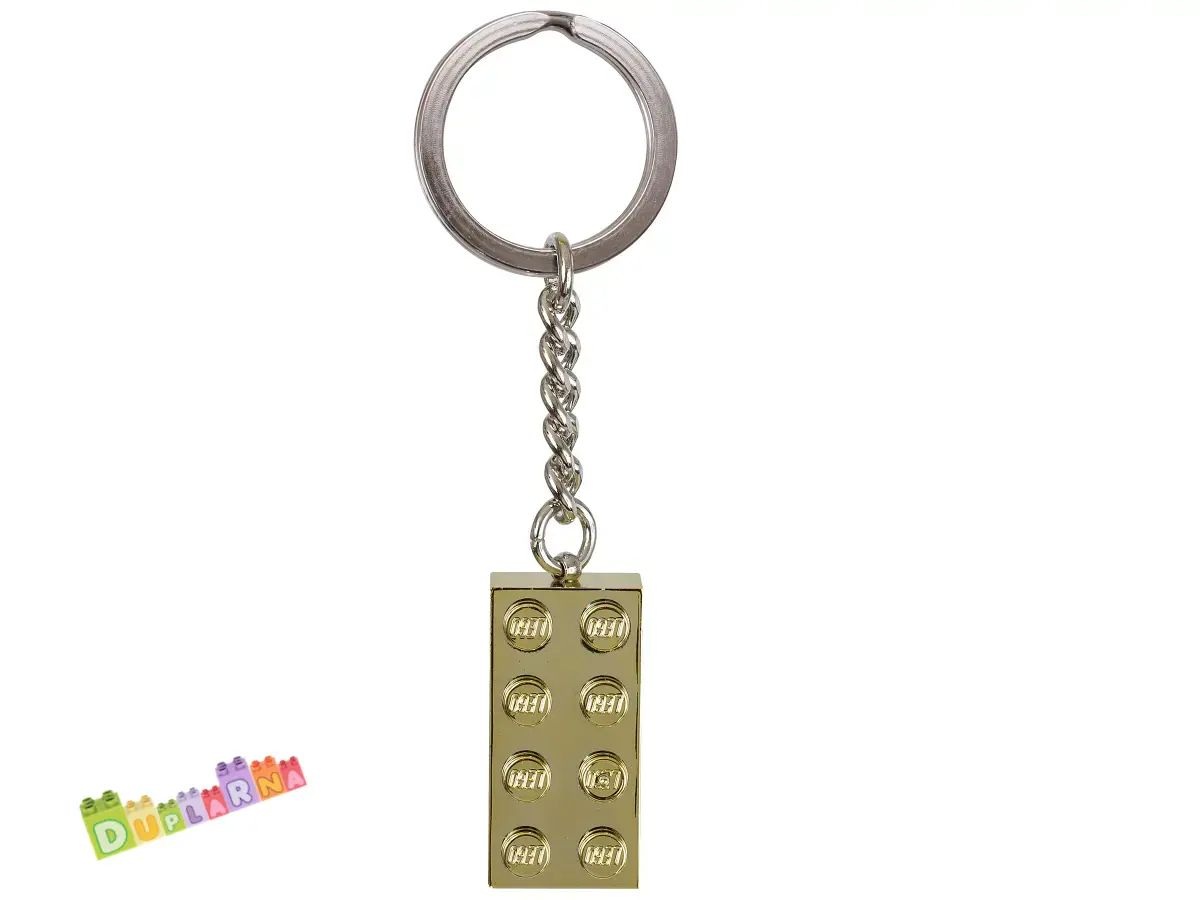 Lego 850808 klíčenka - Přívěsek na klíče – Zlatá kostka 2x4
