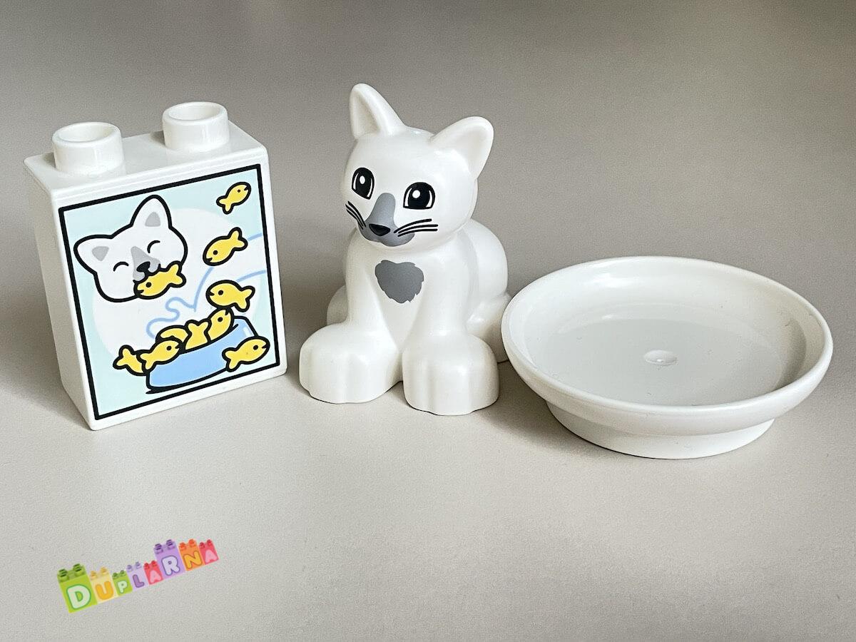 Lego Duplo Kočka - Kočička bílá s miskou