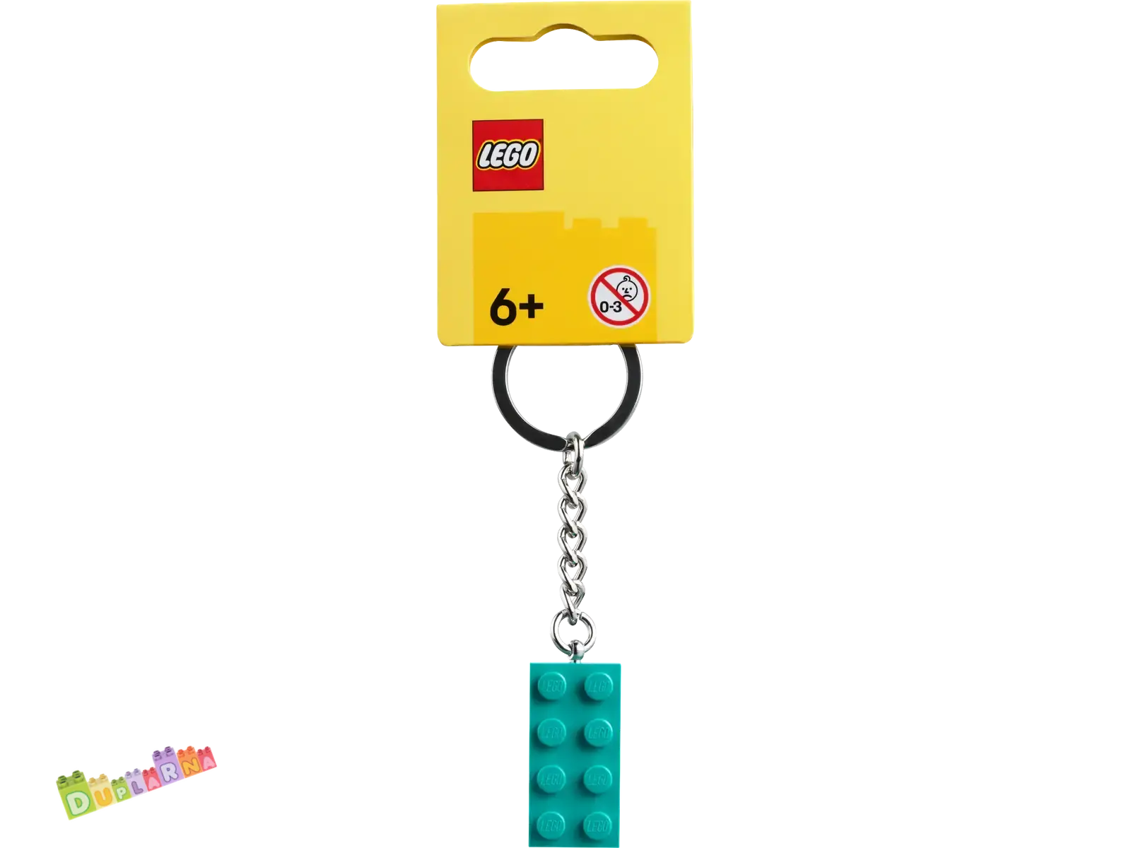 Lego 854303 klíčenka - Přívěsek na klíče – Jasně modrozelená kostka 2x4