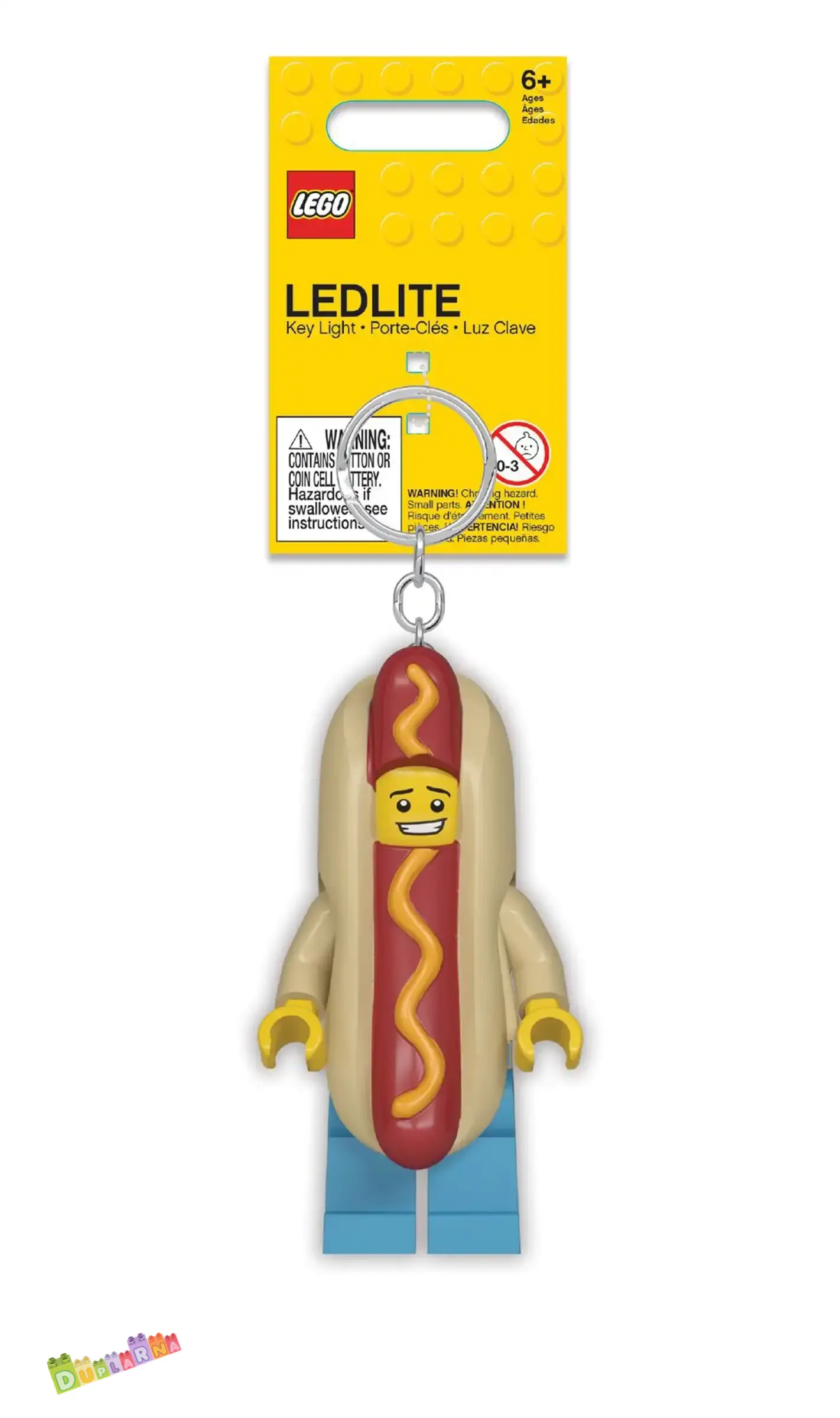 Lego 5005705 svíticí klíčenka - Světlo na klíče – Chlapík převlečený za párek v rohlíku