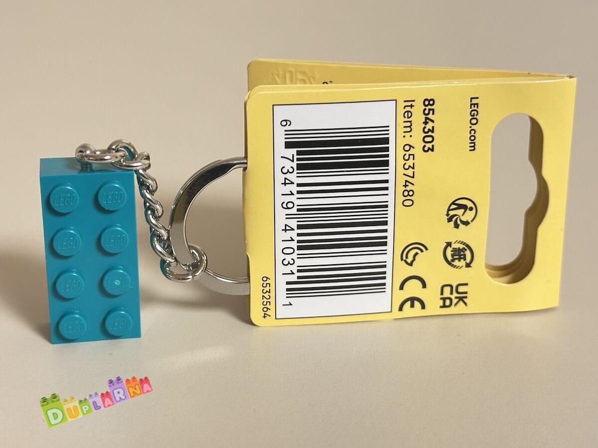 Lego 854303 klíčenka - Přívěsek na klíče – Jasně modrozelená kostka 2x4