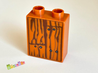 Lego Duplo - Kostka hnědá s potiskem - dřevo