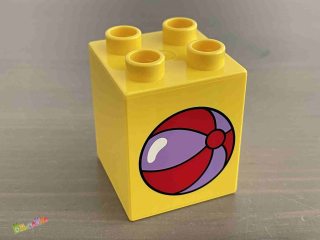 Lego Duplo - Kostka žlutá s potiskem - balón, míč