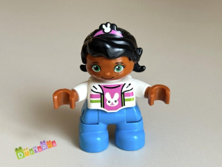 Lego Duplo Dítě - černovlasá holčička / tyrkysové kalhoty