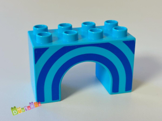 Lego Duplo most - kulatý tyrkysový s potiskem / podpěra pod most 