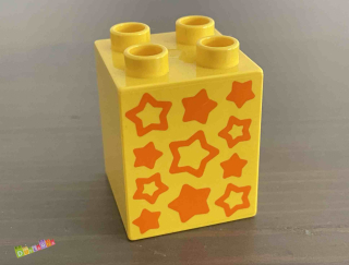Lego Duplo - Kostka žlutá s potiskem - hvězdičky
