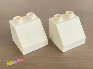 Lego Duplo Kostka 2x2 zkosená bílá