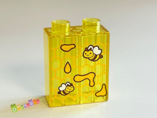 Lego Duplo - Kostka průhledná žlutá s potiskem - med