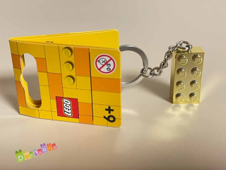 Lego 850808 klíčenka - Přívěsek na klíče – Zlatá kostka 2x4