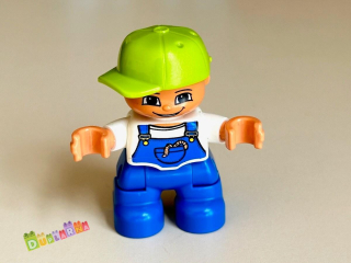 Lego Duplo Dítě - kluk se zelenou kšiltovkou / modré kalhoty s červem