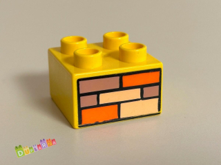 Lego Duplo - Kostka žlutá s potiskem - cihla / zeď