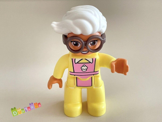 Lego Duplo Paní - Babička bílé vlasy brýle