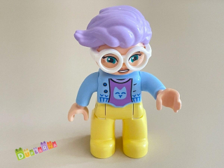 Lego Duplo Paní - Babička fialové vlasy brýle