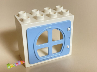 Lego Duplo okno bílé se světle modrou okenicí