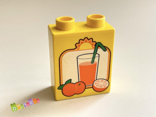 Lego Duplo - Kostka žlutá s potiskem - džus