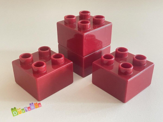 Lego Duplo - Kostka / kostky 2x2 tmavě červená