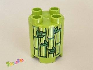 Lego Duplo - Kostka válec zelená s potiskem - bambus