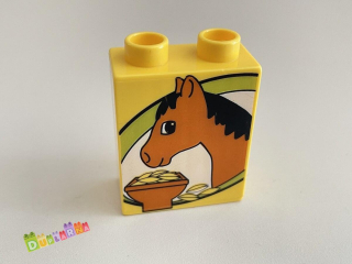 Lego Duplo - Kostka žlutá s potiskem - kůň