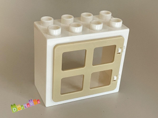 Lego Duplo okno bílé s béžovou okenicí