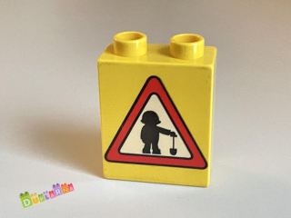 Lego Duplo - Kostka žlutá s potiskem - práce na silnici