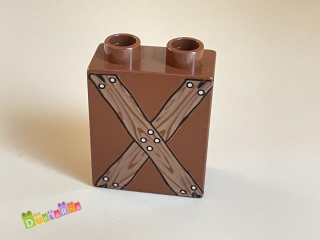 Lego Duplo - Kostka hnědá s potiskem - dřevo