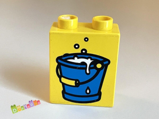 Lego Duplo - Kostka žlutá s potiskem - kbelík s vodou