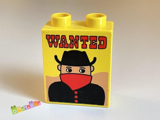 Lego Duplo - Kostka žlutá s potiskem - Wanted