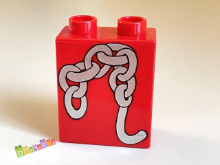 Lego Duplo - Kostka červená s potiskem - řetěz